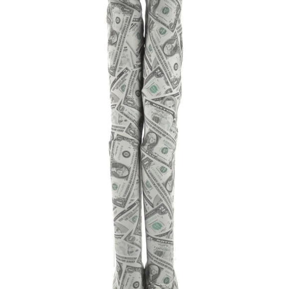 $2045 BALENCIAGA OVER THE KNEE MONEY PRINT SOCK BOOTS SZ 6 36 - Picture 3 of 6